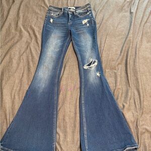 Flying Monkey Distressed Denim Flare Jeans